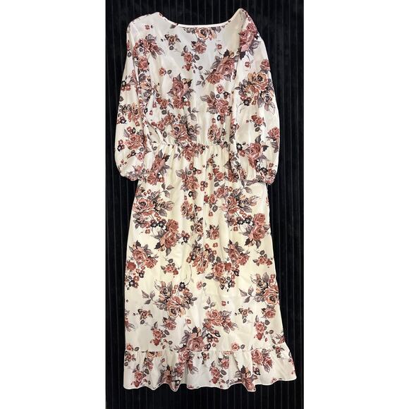 Flamingo Women’s Boho Babydoll High-Low Floral Dress 3/4 Sleeve Size Small - Picture 3 of 5